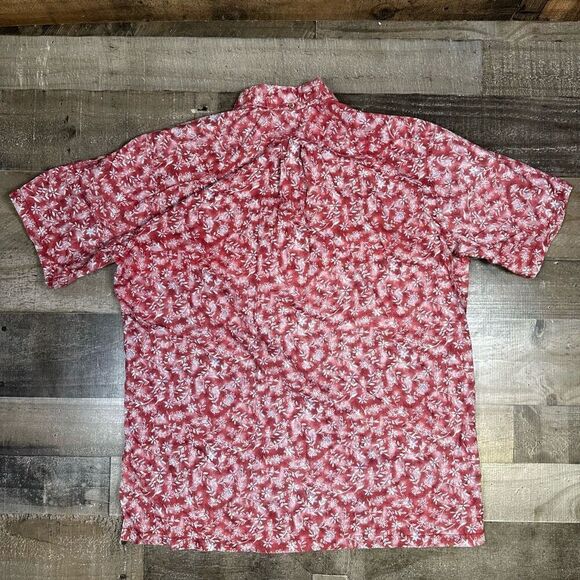 Hilo Hattie Men’s Size Large Button Down Floral Hawaiian Shirt Red Short Sleeve - Picture 3 of 5